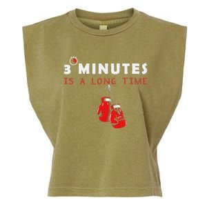 Boxing Coach Quote 3 Minutes Is A Long Time In Ring Boxer Garment-Dyed Women's Muscle Tee