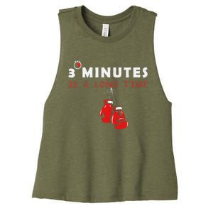 Boxing Coach Quote 3 Minutes Is A Long Time In Ring Boxer Women's Racerback Cropped Tank