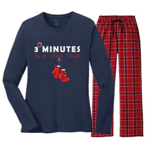 Boxing Coach Quote 3 Minutes Is A Long Time In Ring Boxer Women's Long Sleeve Flannel Pajama Set 