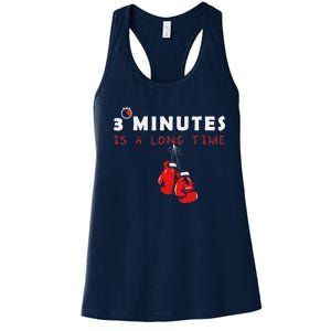 Boxing Coach Quote 3 Minutes Is A Long Time In Ring Boxer Women's Racerback Tank