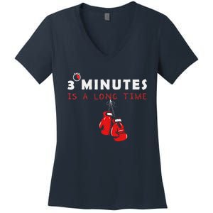 Boxing Coach Quote 3 Minutes Is A Long Time In Ring Boxer Women's V-Neck T-Shirt