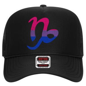 Bisexual Capricorn Queen Black Wo Bisexual Pride Flag High Crown Mesh Back Trucker Hat