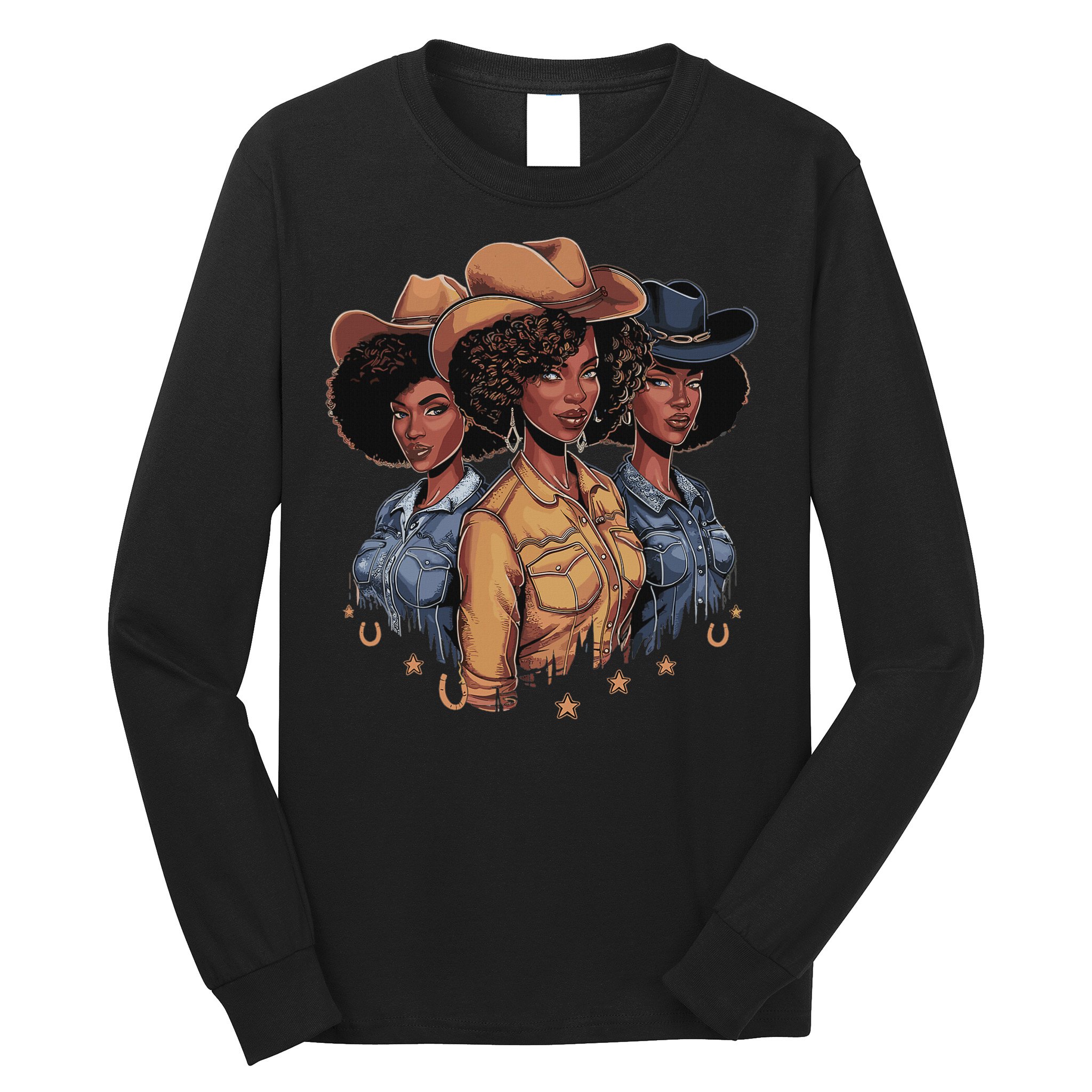 Black Cowgirl Rodeo Melanin Long Sleeve Shirt