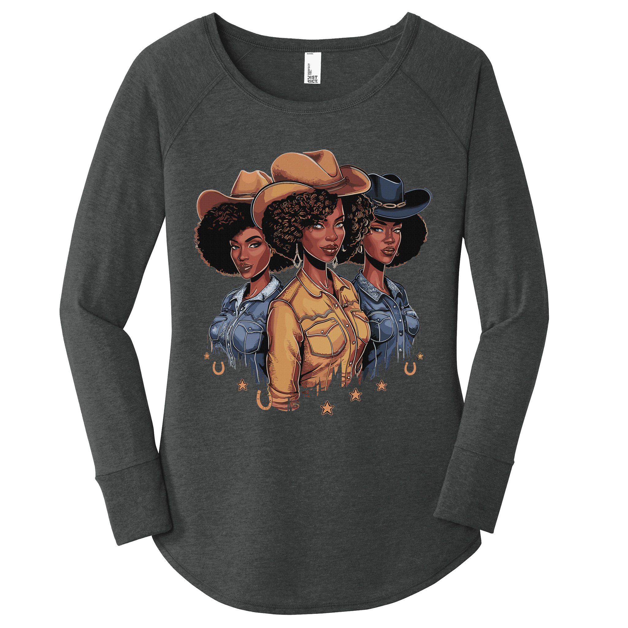 Black Cowgirl Rodeo Melanin Women's Perfect Tri Tunic Long Sleeve Shirt