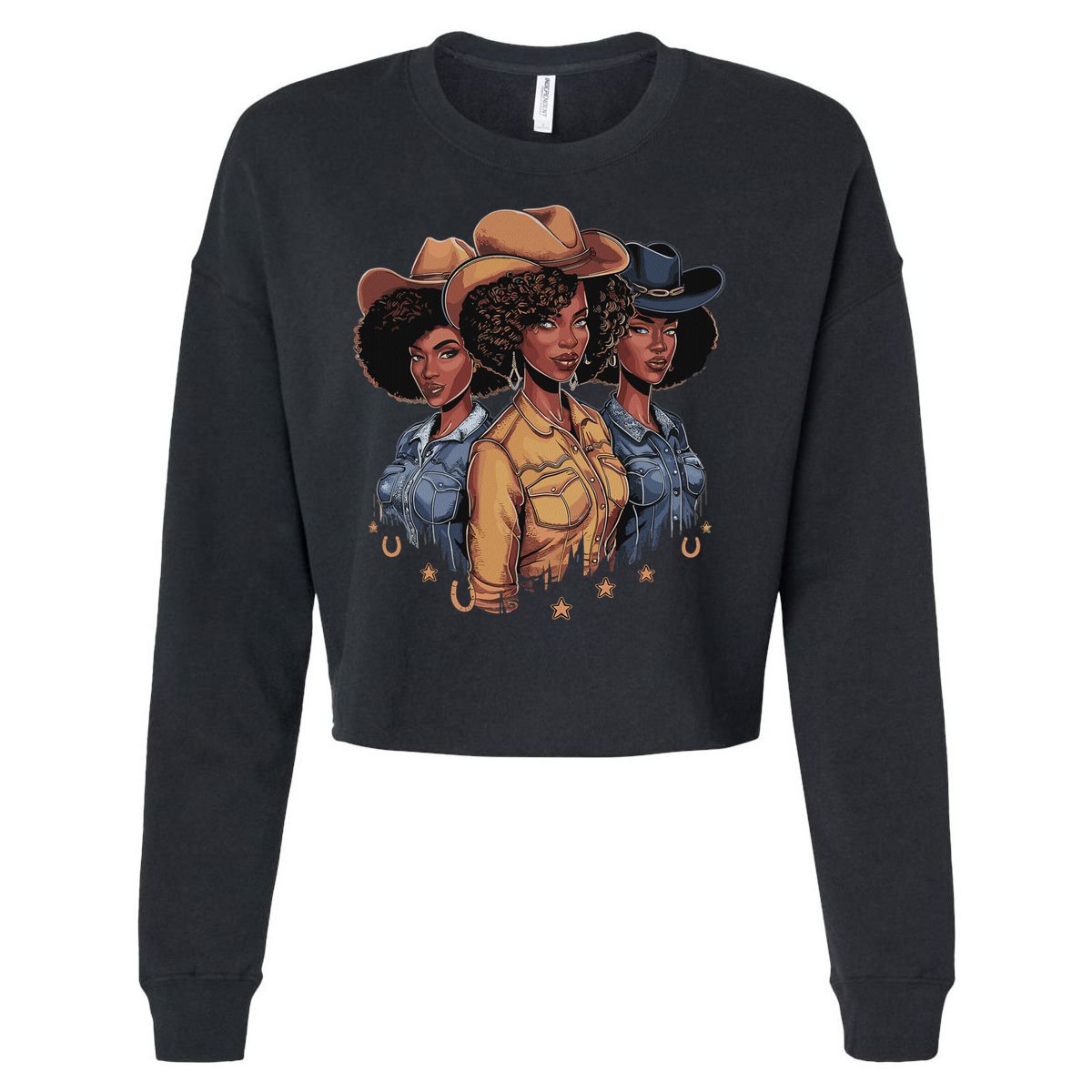 Black Cowgirl Rodeo Melanin Cropped Pullover Crew