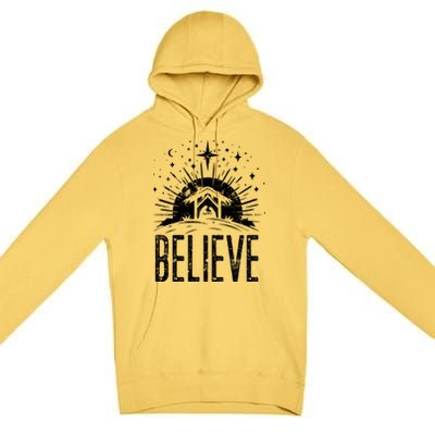 Believe Christmas Religious Nativity Jesus Ger Gift Premium Pullover Hoodie