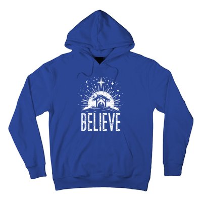 Believe Christmas Religious Nativity Jesus Ger Gift Hoodie