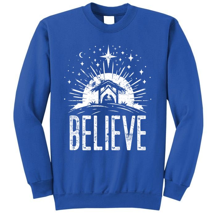 Believe Christmas Religious Nativity Jesus Ger Gift Sweatshirt