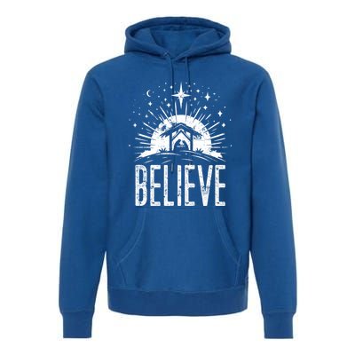 Believe Christmas Religious Nativity Jesus Ger Gift Premium Hoodie