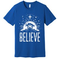 Believe Christmas Religious Nativity Jesus Ger Gift Premium T-Shirt