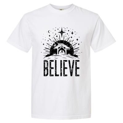 Believe Christmas Religious Nativity Jesus Ger Gift Garment-Dyed Heavyweight T-Shirt