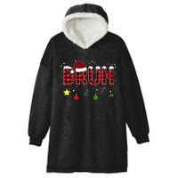 Bruh Christmas Red Plaid Teens Xmas Pajama Hooded Wearable Blanket