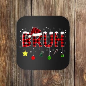 Bruh Christmas Red Plaid Teens Xmas Pajama Coaster