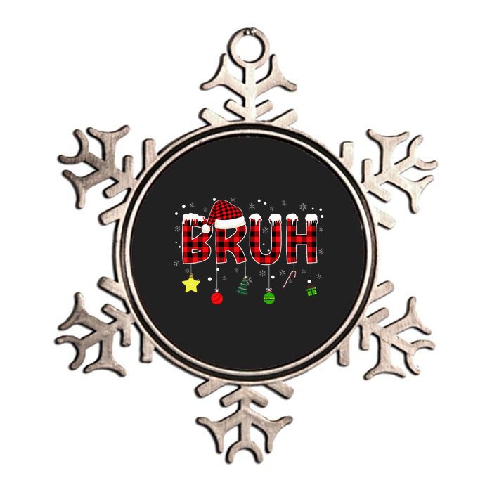 Bruh Christmas Red Plaid Teens Xmas Pajama Metallic Star Ornament