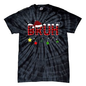 Bruh Christmas Red Plaid Teens Xmas Pajama Tie-Dye T-Shirt