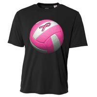 Breast Cancer Ribbon Pink Volleyball Cooling Performance Crew T-Shirt