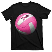 Breast Cancer Ribbon Pink Volleyball T-Shirt