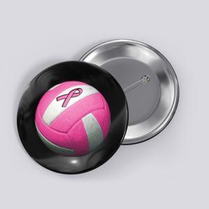 Breast Cancer Ribbon Pink Volleyball Button