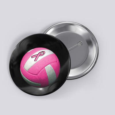 Breast Cancer Ribbon Pink Volleyball Button