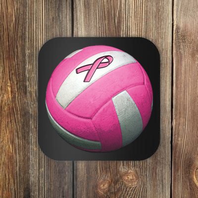 Breast Cancer Ribbon Pink Volleyball Coaster