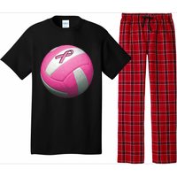 Breast Cancer Ribbon Pink Volleyball Pajama Set