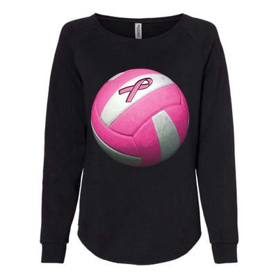 Breast Cancer Ribbon Pink Volleyball Womens California Wash Sweatshirt