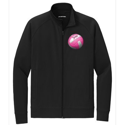 Breast Cancer Ribbon Pink Volleyball Stretch Full-Zip Cadet Jacket