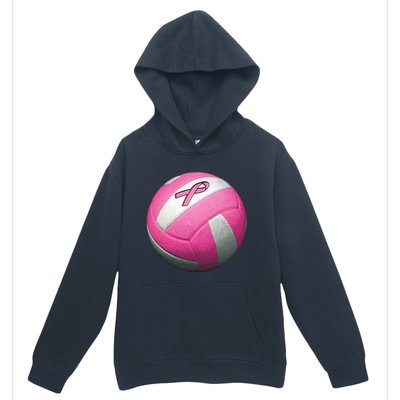 Breast Cancer Ribbon Pink Volleyball Urban Pullover Hoodie