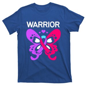 Butterfly Cancer Ribbon Thyroid Cancer Warrior Gift T-Shirt