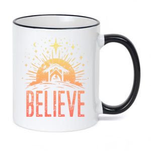 Believe Christmas Religious Nativity Baby Jesus Manger 11oz Black Color Changing Mug