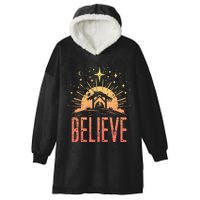 Believe Christmas Religious Nativity Baby Jesus Manger Hooded Wearable Blanket