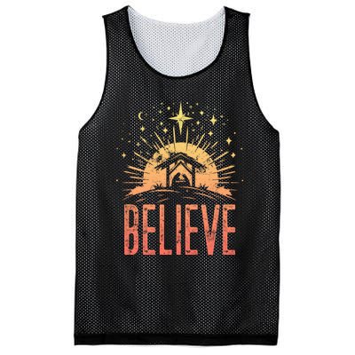 Believe Christmas Religious Nativity Baby Jesus Manger Mesh Reversible Basketball Jersey Tank