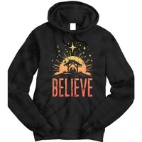 Believe Christmas Religious Nativity Baby Jesus Manger Tie Dye Hoodie