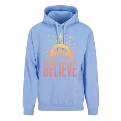 Believe Christmas Religious Nativity Baby Jesus Manger Unisex Surf Hoodie