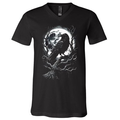Black Crow Raven Bird V-Neck T-Shirt