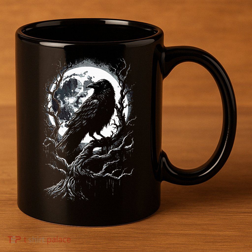 Black Crow Raven Bird 11oz C Handle Ceramic Mug