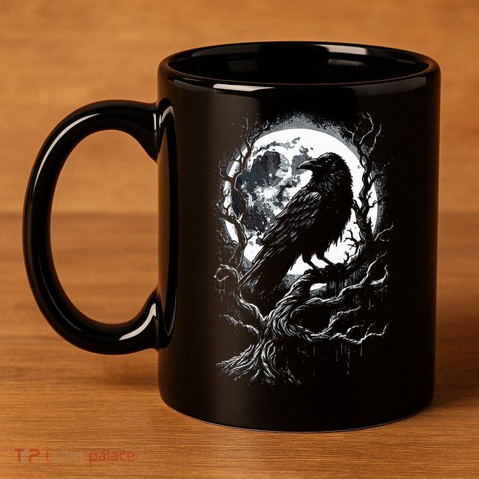 Black Crow Raven Bird 11oz C Handle Ceramic Mug