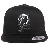 Black Crow Raven Bird Flat Bill Trucker Hat
