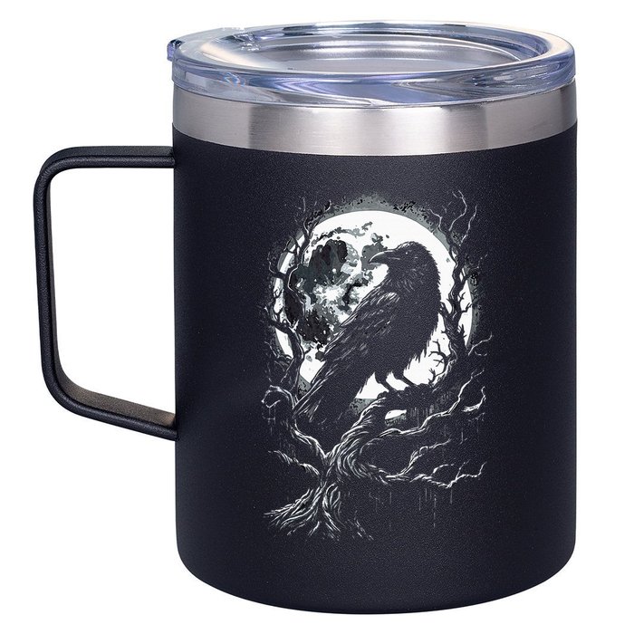Black Crow Raven Bird 12oz Stainless Steel Coffee Mug