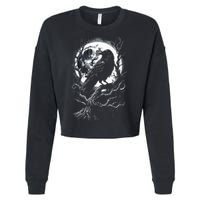 Black Crow Raven Bird Cropped Pullover Crew