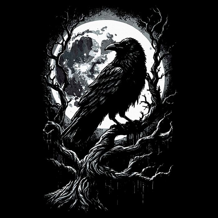 Black Crow Raven Bird Cropped Pullover Crew