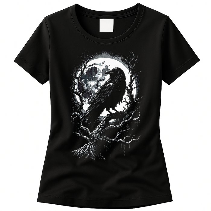 Black Crow Raven Bird Womens T-Shirt