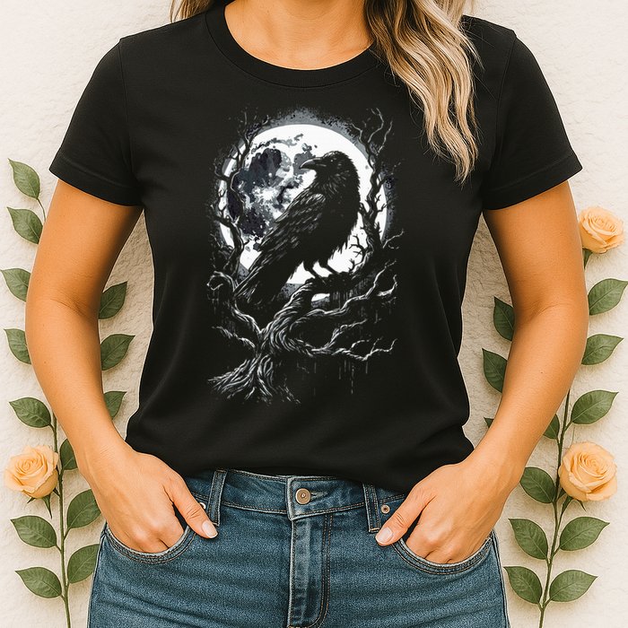 Black Crow Raven Bird Womens T-Shirt