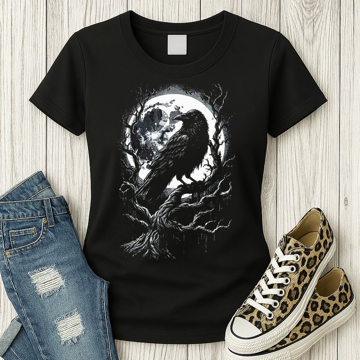 Black Crow Raven Bird Womens T-Shirt