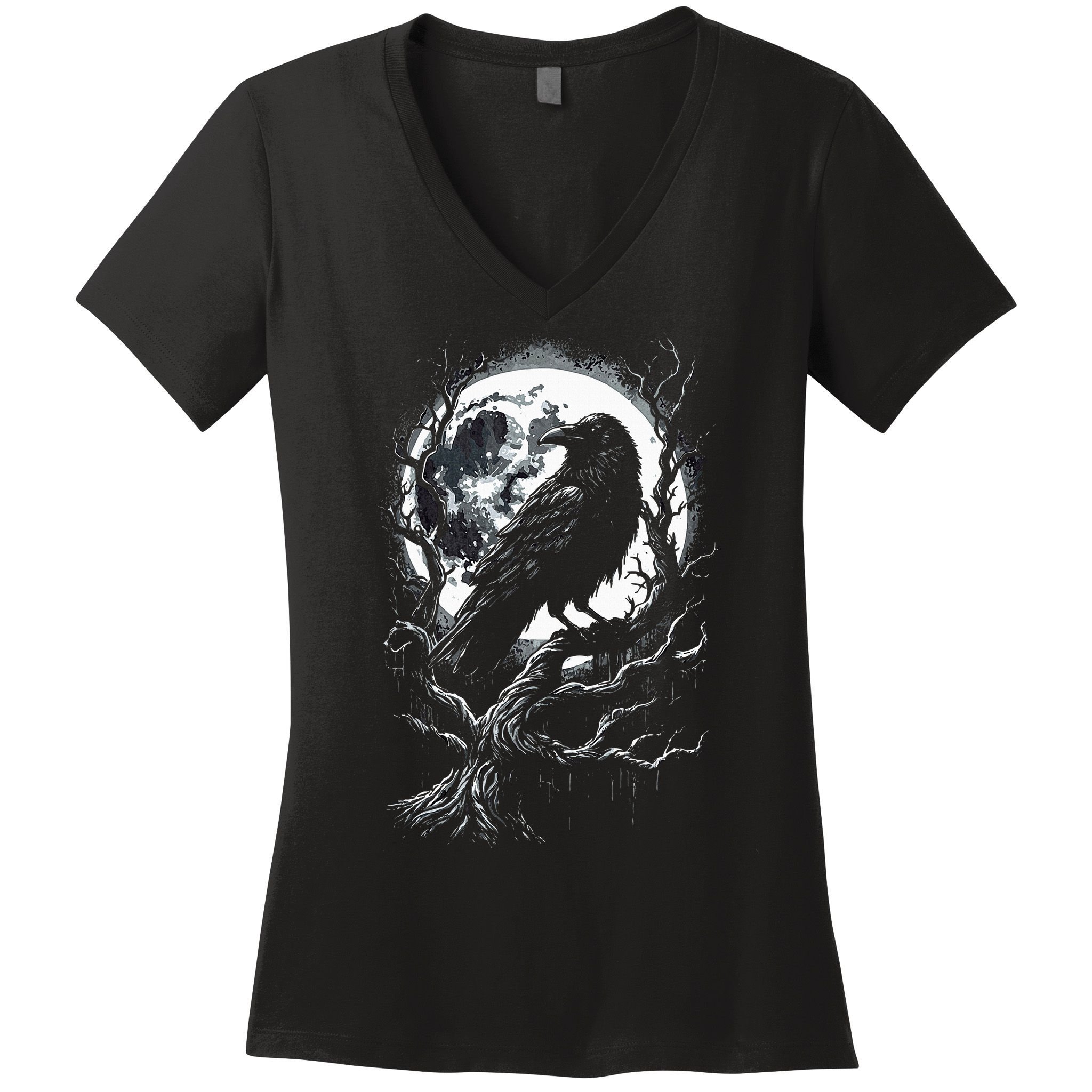 Black Crow Raven Bird Women's V-Neck T-Shirt