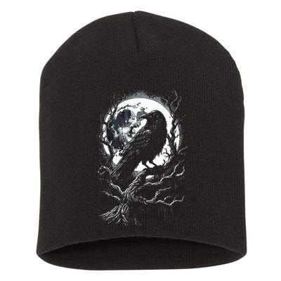Black Crow Raven Bird Short Acrylic Beanie