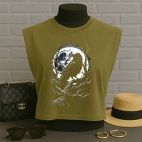 Black Crow Raven Bird Garment-Dyed Women's Muscle Tee