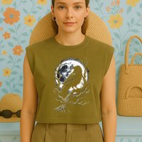 Black Crow Raven Bird Garment-Dyed Women's Muscle Tee