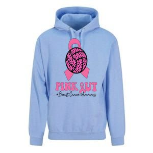 Breast Cancer Ribbon Pink Out Volleyball Pink Ribbon Leopard Unisex Surf Hoodie