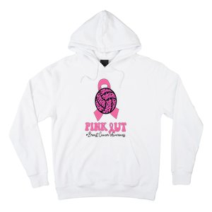 Breast Cancer Ribbon Pink Out Volleyball Pink Ribbon Leopard Hoodie